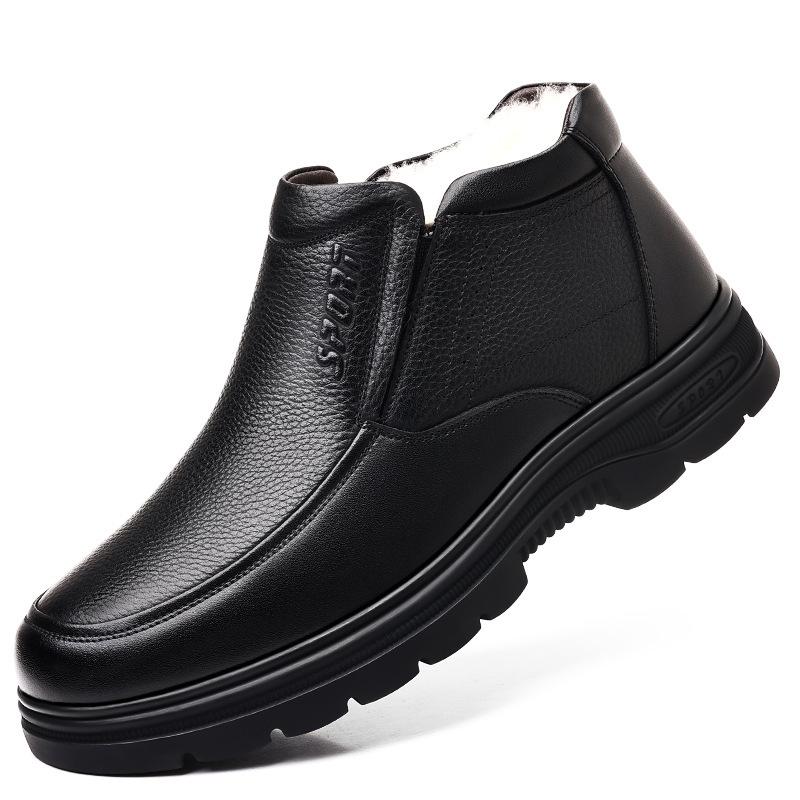 

Мужские зимние высокие ботинки из коровьей кожи с плюшем, нескользящие, повседневные, для среднего и пожилого возраста 40