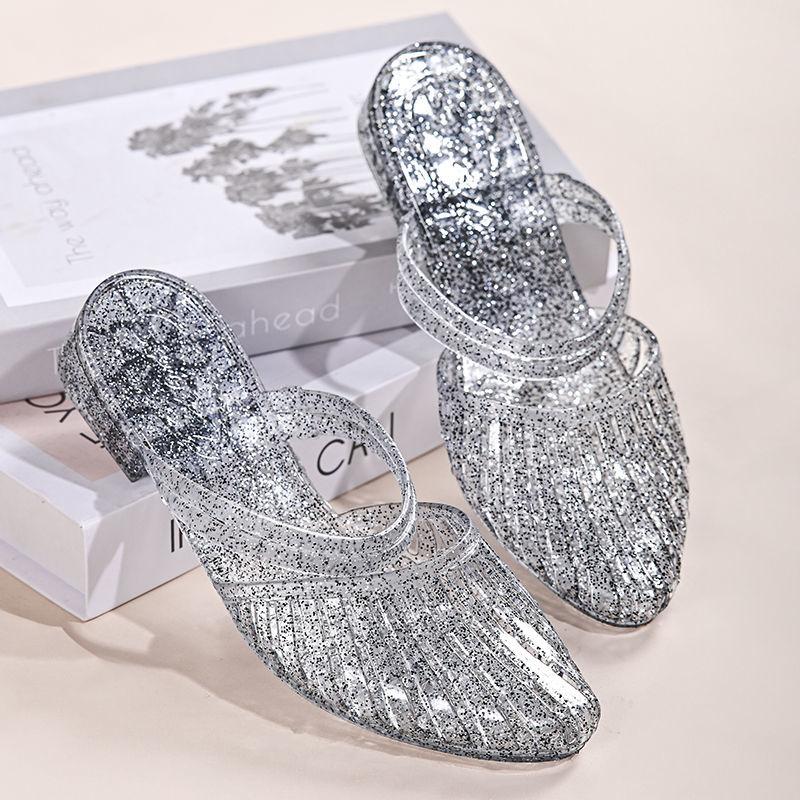Shoes Low Heel Jelly Slides On Beach Women's Mules Slippers and Ladies Sandals Offer Clappers Vip Stylish Unique Wholesale Eva