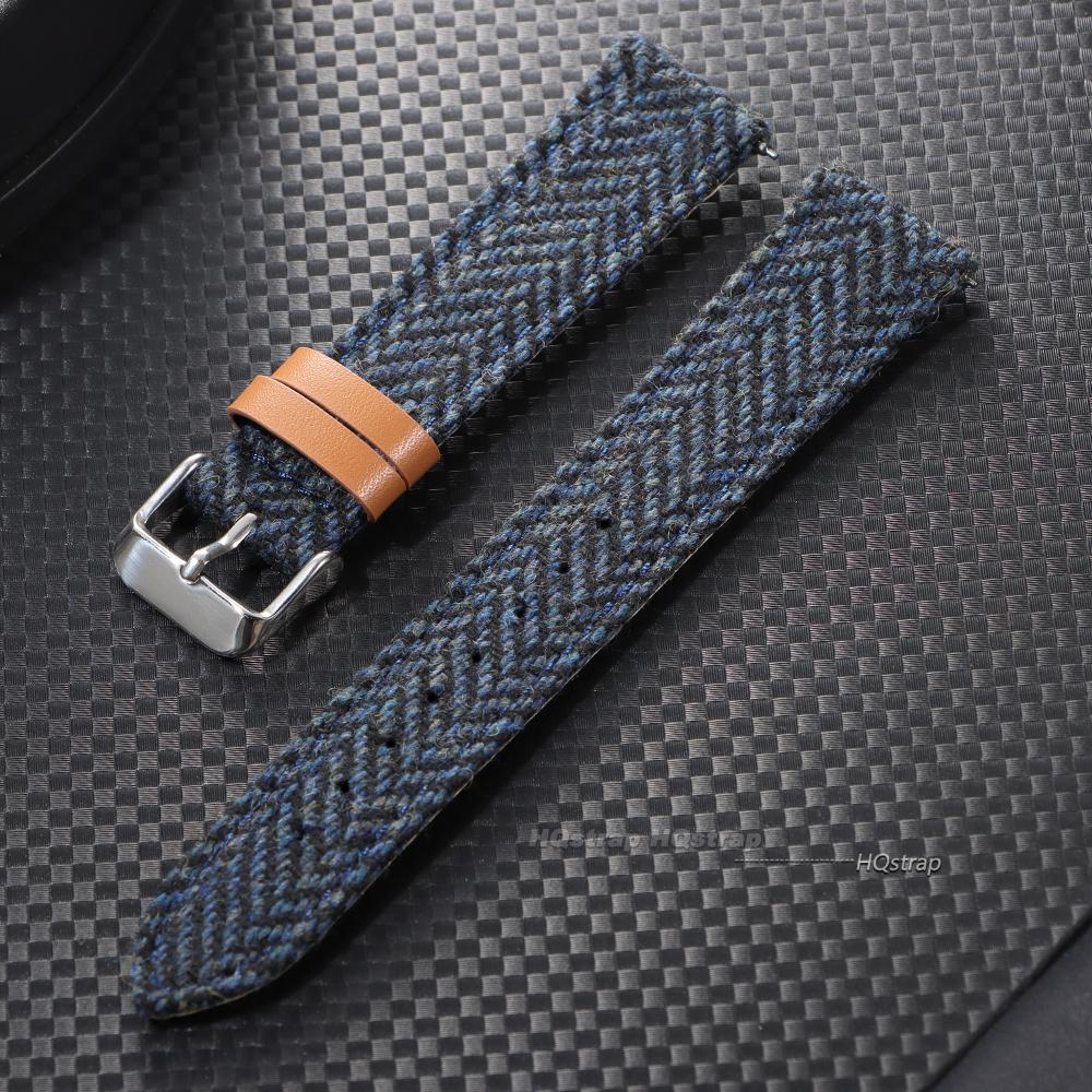 

Genuine Leather Nylon Watch Band Quick Release 18mm 20mm 22mm Strap Vintage Bracelet Men Women Wrist Band Universal Belt 18mm синий