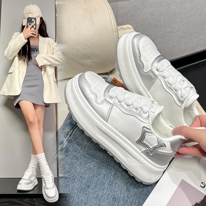 Spring and Autumn New Sports and Leisure Ins Platform Leather Single Shoes Board Shoes