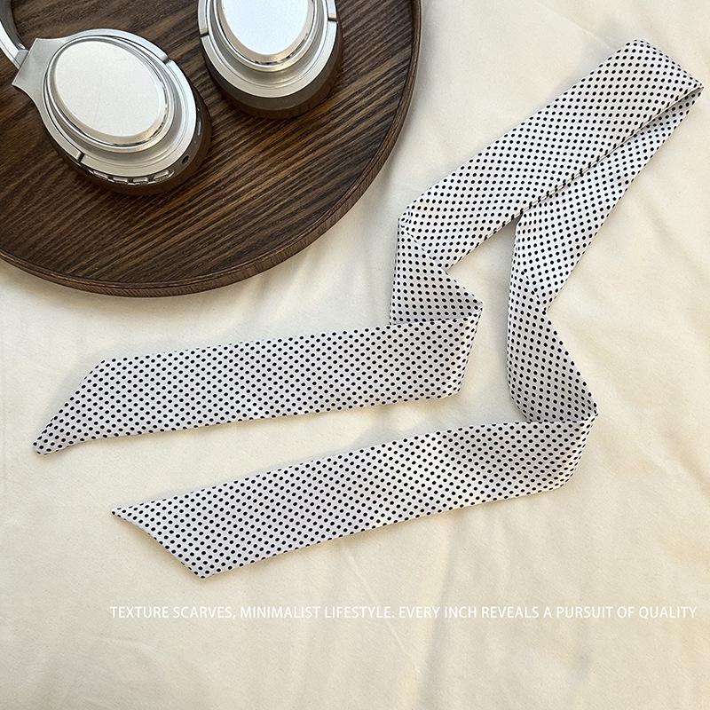 

Thin and narrow silk scarf, small scarf, women s spring long double-sided versatile bag decoration, new leopard print streamer headband. 100CM