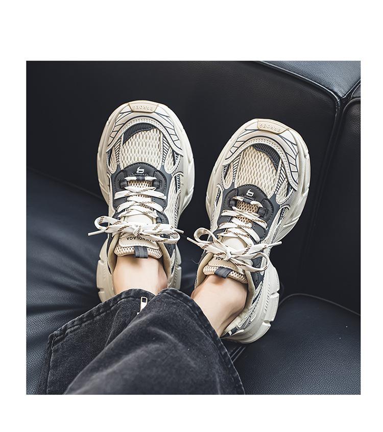 Men's Black Retro Dad Sneakers: Trendy, Breathable, Versatile Casual Sports Shoes