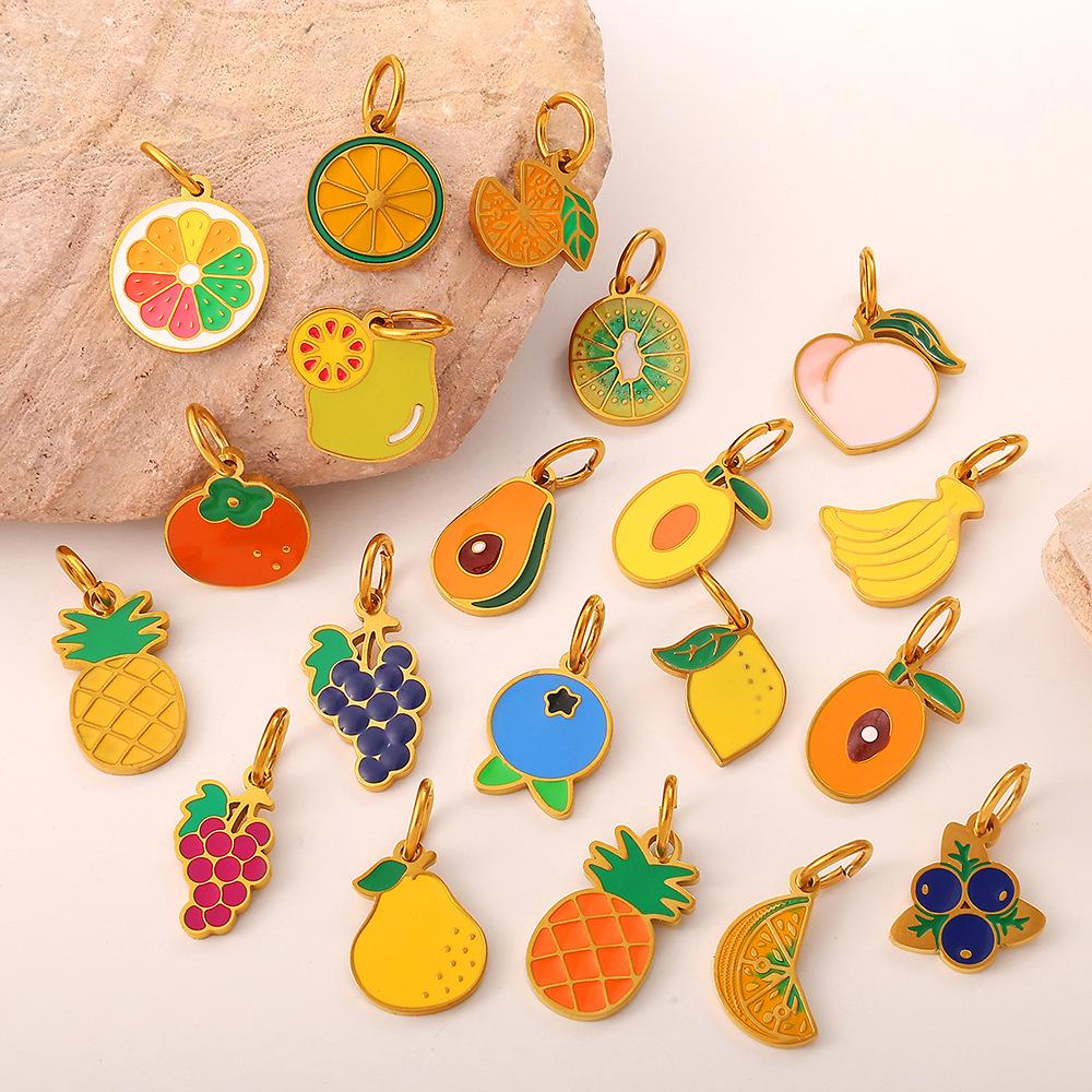 Colorful Pineapple Lemon Pendant with Drip Oil Finish