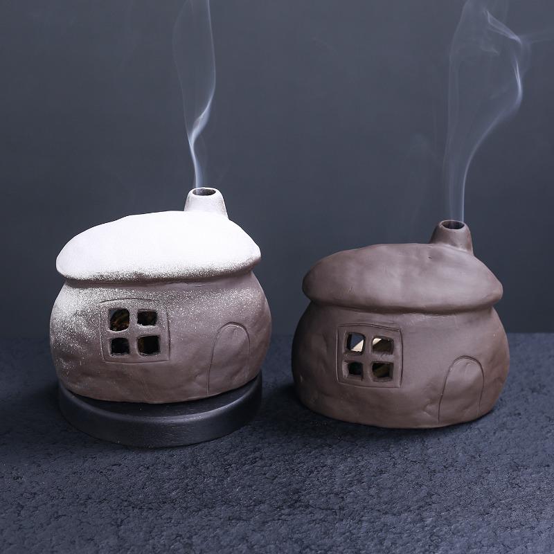 1pc Ceramic Mini Fireplace Home Decor Sage Burning Holder Creative European Style Palo Santo Incense Burner (Without Incense)