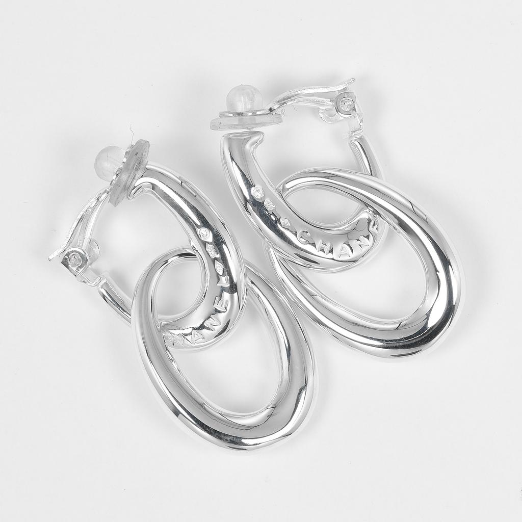 CHANEL Double hoop Earring Silver925 27.2g Women Used
