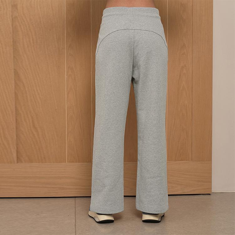 Reebok Solid Color High Waist Wide Leg Knitted Sports Pants Women Bottoms Medium-Gray 23FRC656WGG4