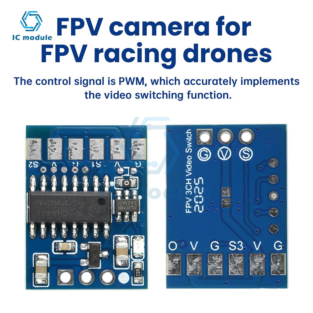 3 Channel Video Switcher Module 3-Way Video Switcher DC 5-12V For FPV Drone UAV Accessories