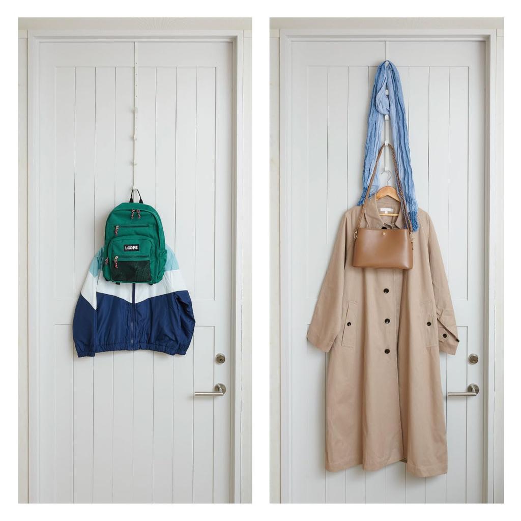 De Cabide de Porta Extensível Belca Conjunto de Porta Extensível Fácil de Cor Branca Largura x Profundidade 9cm x Altura Adequado para Porta Roupa Bolsa Chapéu com Almofada [Conjunto 2] -