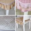 Chair Cushion with Lace Ruffle Quilted Non Slip Square Seat Pad Chair Protector with Elastic Strap for Dining Chairs Seat Office Chairs Back