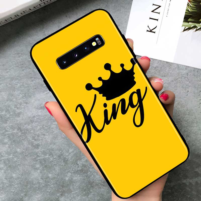 Чехол для телефона King Queen Couples для Samsung Galaxy Note 20 S20 FE Lite Ultra 10 9 8 Pro S10E S10 5G S9 S8 S7 S6 Plus Black
