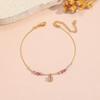 Elegant Titanium Steel Anklet with Natural Stones and 18K Gold Plating - Durable, Colorful, and Fade-Resistant
