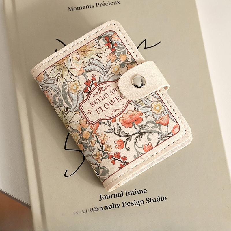 Mini Porte-Cartes Rétro Peinture à l'Huile pour Femmes Grande Capacité Multi-Fentes pour Cartes Housse pour Carte d'Identité Sac de Rangement pour Permis de Conduire Porte-Monnaie