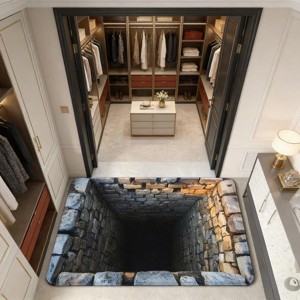 Water-absorbing Optical Illusion Doormat Non-slip Bedroom Door Rug Bathroom Carpet Home Decor