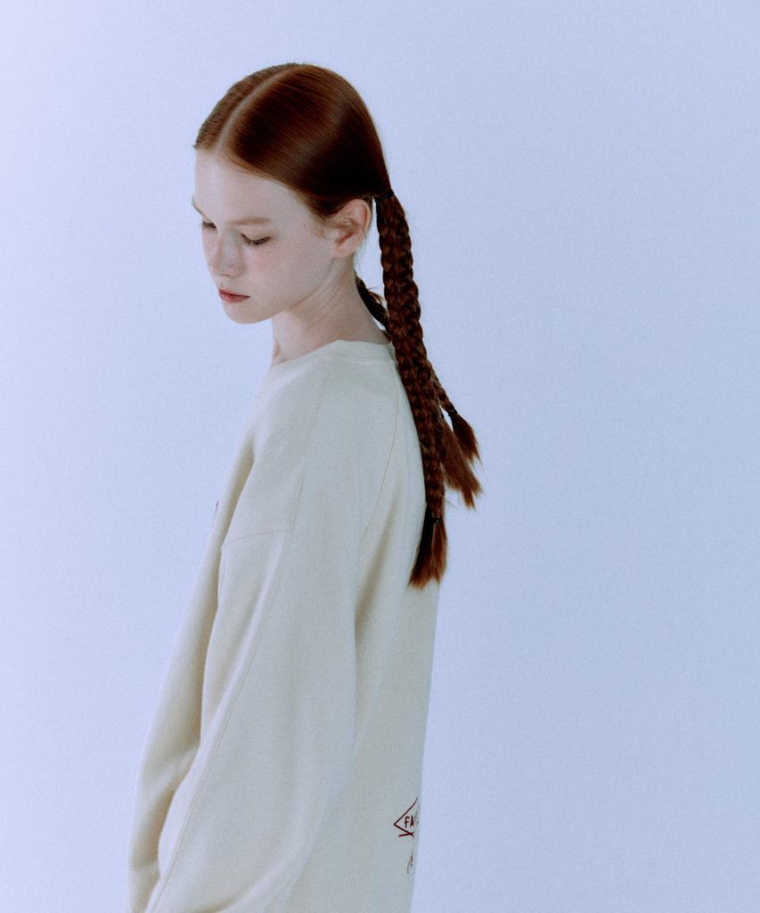 FANGOH F-Logo Embroidered Crewneck Sweatshirt Cream