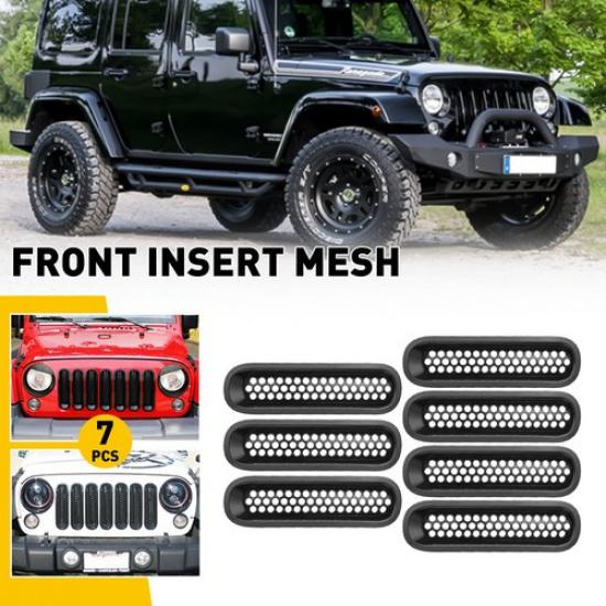 7-teilige Front-Kühlergrill-Abdeckung Scheinwerferzubehör für Jeep Wrangler JK