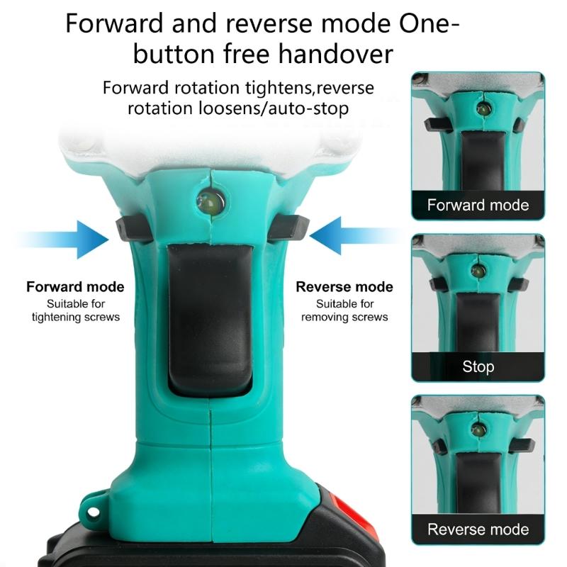 High Torque 350NM Electric Impact Wrench with LED Light for 18V Battery 1/4'' Brushless Electric Screwdriver