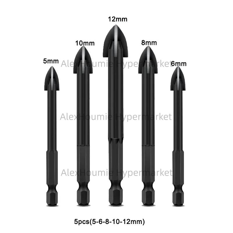 Cross Hexagonal Ceramic Tile Drill Bit Glass Ceramic Concrete Hole Opener Alloy Triangular Drill Bit Size 3/4/5/6/7/8/10/12mm