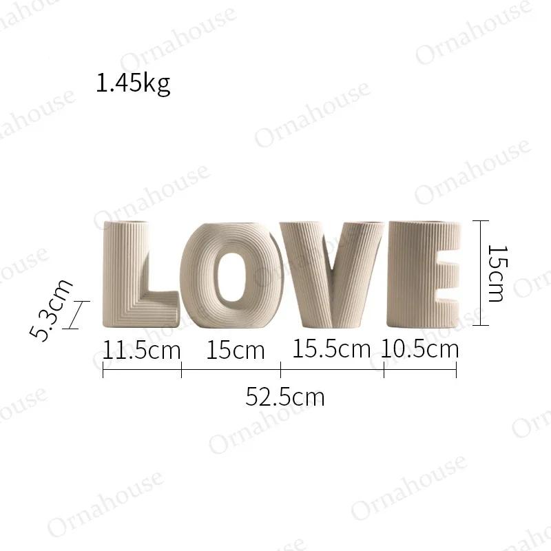 Nordic Ceramic Vases 4-piece Love Vases Living Room Flower Arrangement Decoration Home Decoration Flower Pot Gifts Korean Style