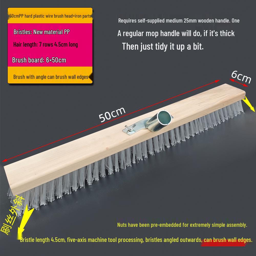 Long-Handled Stiff-Bristled PP Floor Scrubbing Brush for Kitchen, Bathroom, Outdoor, and Cement