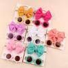 2pcs/set Cotton Children Bowknot Headband Elastic Kids Sunglasses Set  Photography Prop