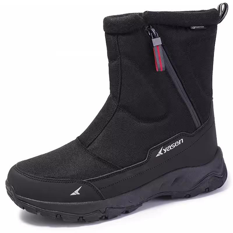 Men's Winter Warm Snow Boots Water Resistant Zipper Faux Fur Lining Mid Calf Ankle Booties Non-Slip Outdoor Walking Hiking Work Boots Shoes for Men