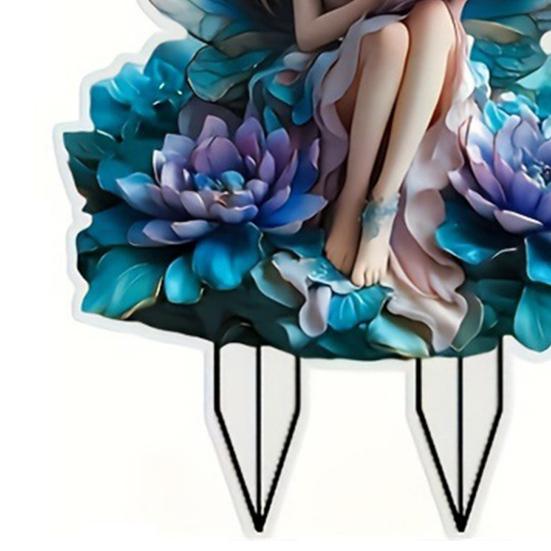 Acrylic Moon Fairy Garden Stake Decoration Weather-proof Outdoor Yard Lawn Patio Pathway Waning Moon Elf Stake Stick Ornament