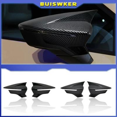 Carbon Fiber Black Car Rear View Door Wing Side Mirror Cover Caps Shell Case For Seat Leon Lion 5F III Ibiza 6F V KJ1 Arona KJ7