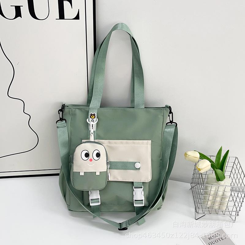 Canvas bag niche design student tote bag junior high school student tutoring class messenger bag large capacity women's shoulder bag
