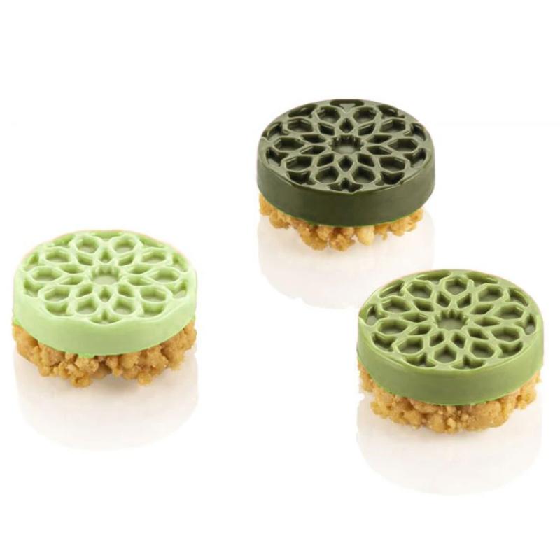 Circular or Square Top Patterned Decorative Chocolate Mold Red Brown Silicone Cake Molds DIY Soap Moulds Dessert Baking Tools