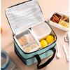 Green Lunch Insulated Tote Bag Multifunctional Waterproof with Phone and Cutlery Compartments 24x18x21cm Lunch Bag