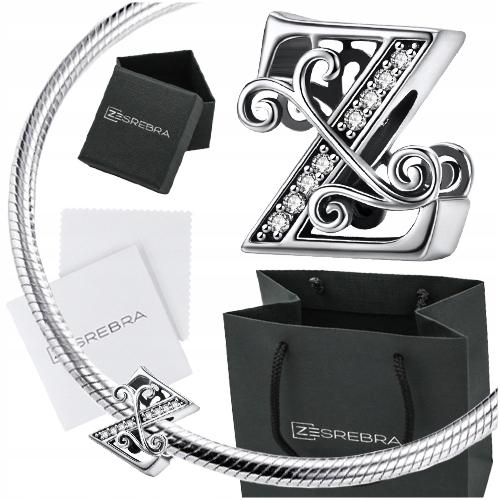 Charms Letter Z 925 Pendant Bead S925 Zircons Twigs Letter