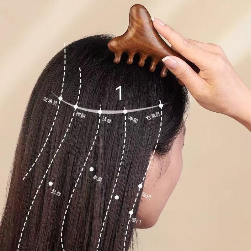Multi Functional Four in One Massage Comb Head Scraping Meridian Dredging Sandalwood Comb