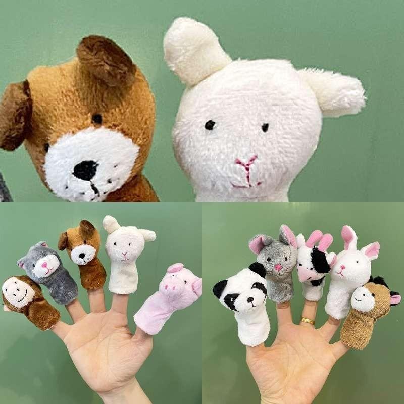 Cute Bunny Plush Finger Puppet Toy Set For Kids Soft Short Plush Fill White 9cm