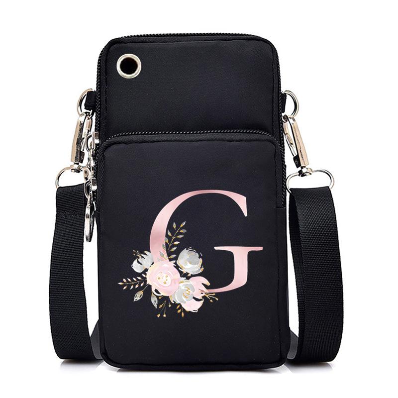Letter Printing Black Oblique Span Bag Casual Portable Multi-Function Mobile Phone Bag