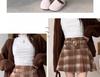 Plus Size Woolen Plaid Pleated Skirt for Women - Retro Red Short Skirt for Chubby Girls, Perfect for Autumn and Winter