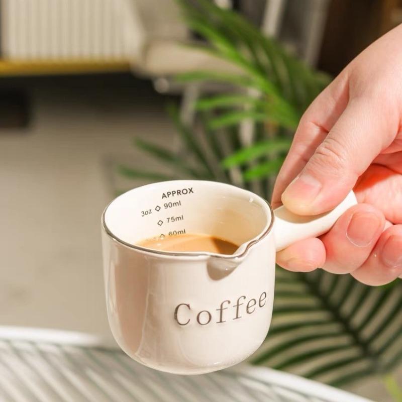 Ins High Appearance Coffee Milk Pitcher With Scale Espresso Cup Ceramic Measuring Milk Pot