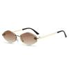 Ashion Small Polygonal Sunglasses For Women Luxury Brand Rmless Brown Rhombus Sun Glasses Woman Vintage Metal Shades Eyewear