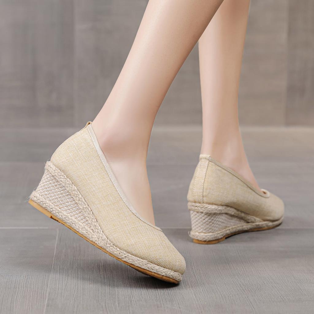 Wedges Woman Spring Summer Espadrilles Women Casual Slip-On Loafers Heeled Shoes Comfort Shallow Pumps Footwear Zapatos Mujer