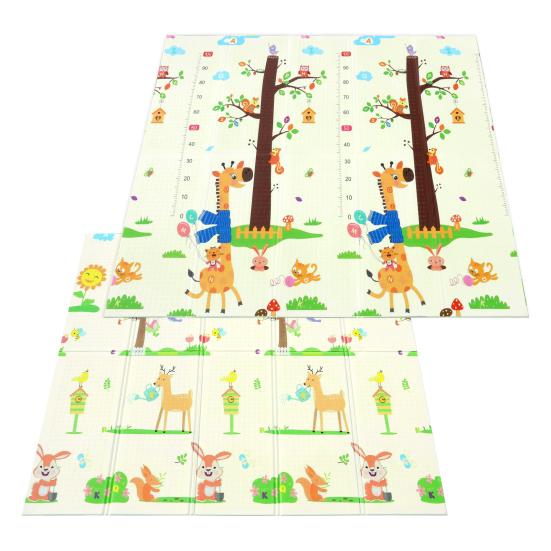 80x72in Baby Play Mat Extra Large Crawling Mat with Cartoon Animal Pattern Thick Foam Play Mat Reversible Portable Baby Floor Mat