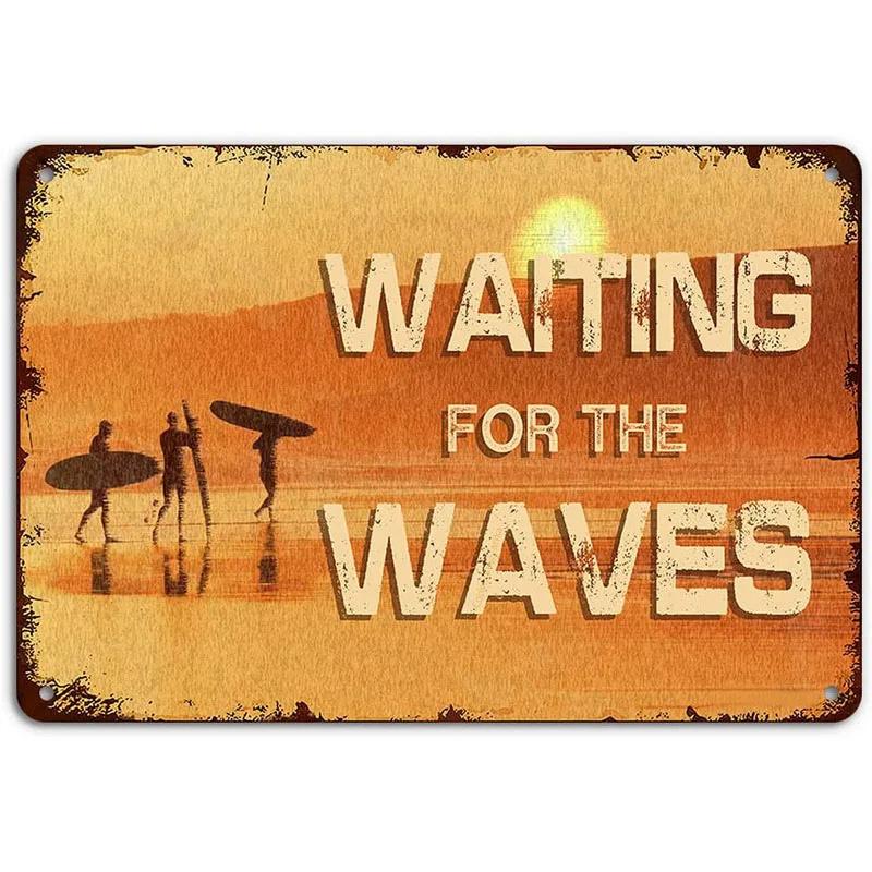 Plaques Metal Tin Sign Beach Holiday Surfing Wall Signs Art Decoration Vintage Tinplate Poster Bar Garage Garden Decor Plates