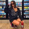 Damska bluza z kapturem i zamkiem, oversize, z kamieniami strasu na piersi, gładka, streetwear, casualowy top