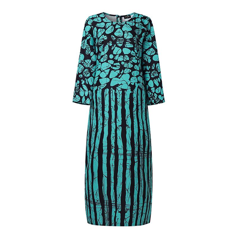 

L-5XL Женское повседневное платье-макси кафтан с длинным рукавом, в полоску, пэчворк, свободного кроя 5XL синий