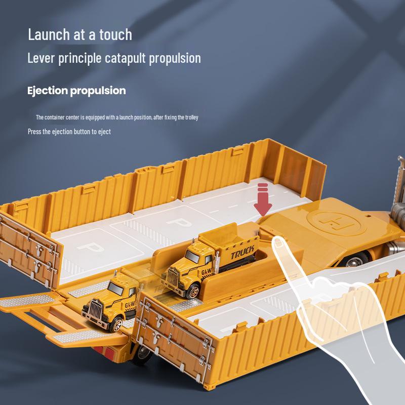 Multifunctional Alloy Construction Truck Toy Set: Excavator, Crane, and Transporter for Children