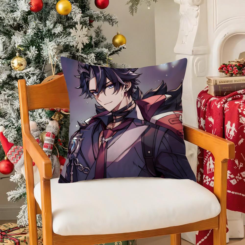 Wriothesley GGenshin Impact Cool Man Pillow Case Silky Short Plush With Invisible Zipper Dustproof Sofa Cushion Cover