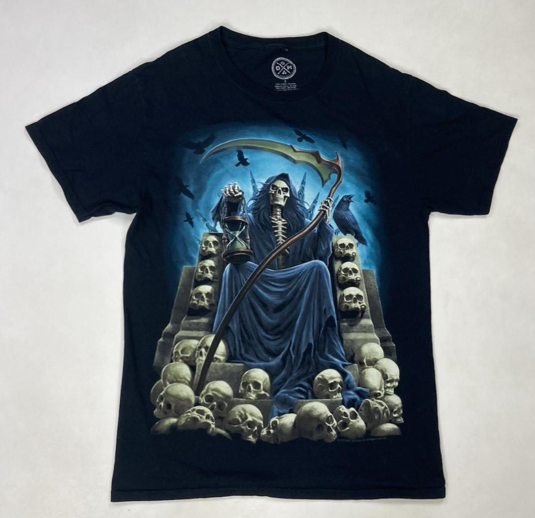 ODM Grim Reaper Skull Graphic T-shirt Men Small Black Short Sleeve S