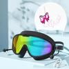 Swimming Goggles Waterproof Anti-fog HD Professional Women Large Frame Swimming Goggles Diving Swim Cap Set Equipment Bow