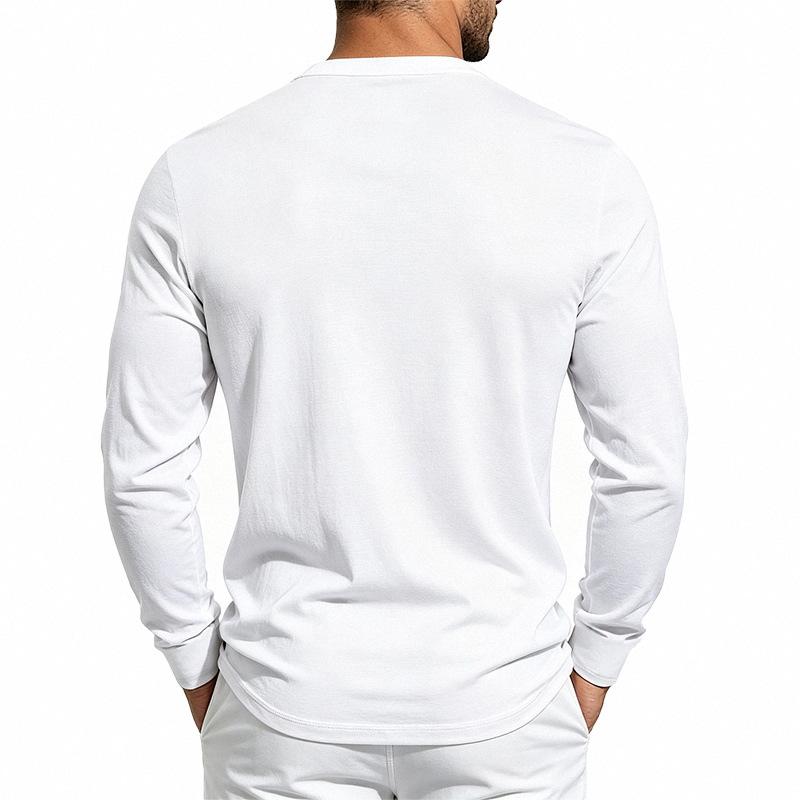 Men S Long Sleeve Henley T Shirt Casual Solid Color