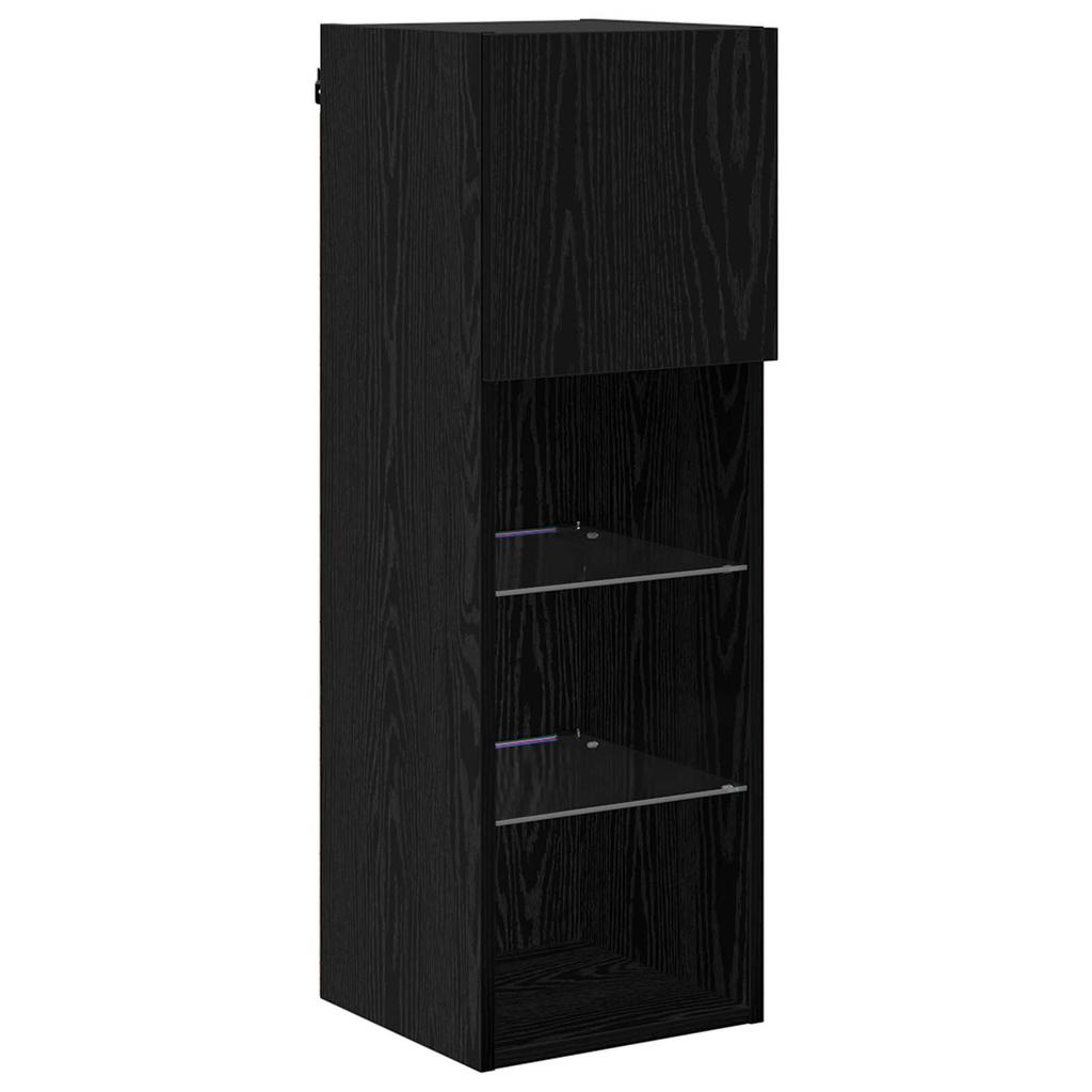 TV Wall Shelves 4 pcs Black Oak Effect Wood Based Material