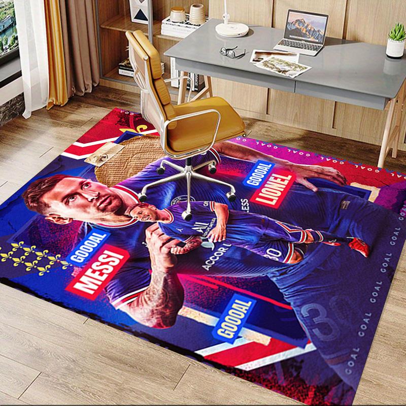 Messi's Hattrick-Feier Teppich für Spielzimmer Schlafzimmer Wohnzimmer Sofa Heimdeko Kinder Spielbereich Teppich Rutschfeste Bodenmatte