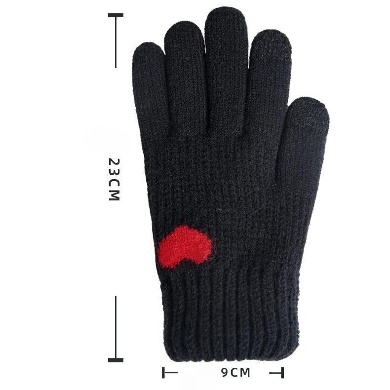 Women's Knitted Gloves Winter Velvet Thickened Warm Gloves Solid Color Touchscreen Gloves